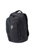 Black Grit With Faith Tech Backpack with embroidered compass logo and laptop compartment