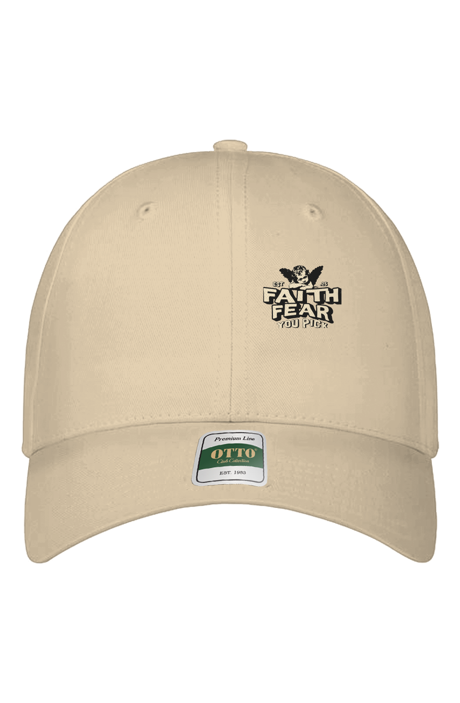 Khaki Grit With Faith Faith or Fear embroidered cap, front view