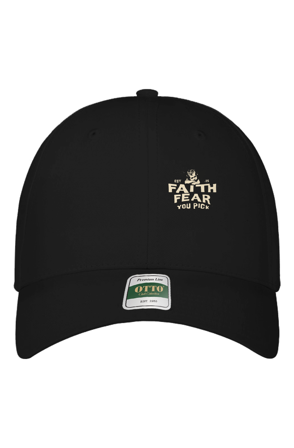Black Grit With Faith Faith or Fear embroidered cap, front view