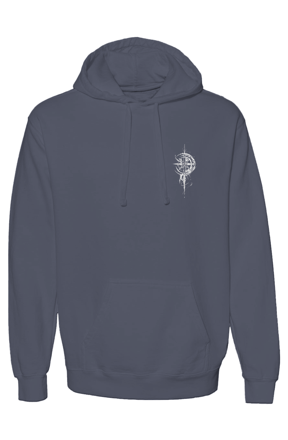 Grit With Faith garment-dyed hoodie in Denim — heavyweight fleece pullover with jersey-lined hood
